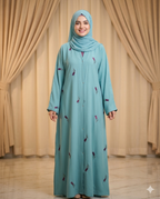 Floral Embroidered Abaya with Matching Stole