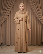 Floral Embroidered Abaya with Matching Stole