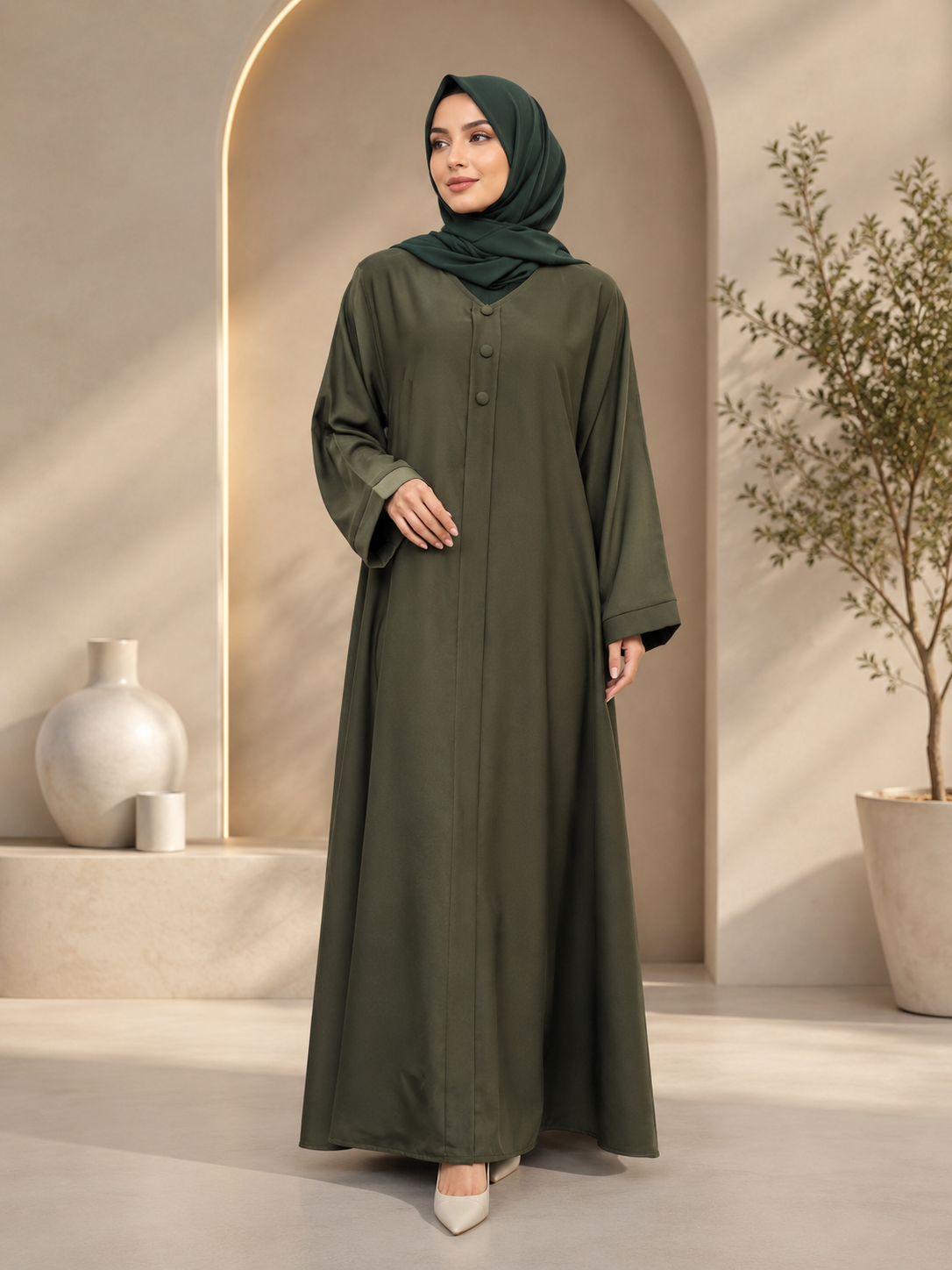 Elegent nida 3 botton frount closed abaya