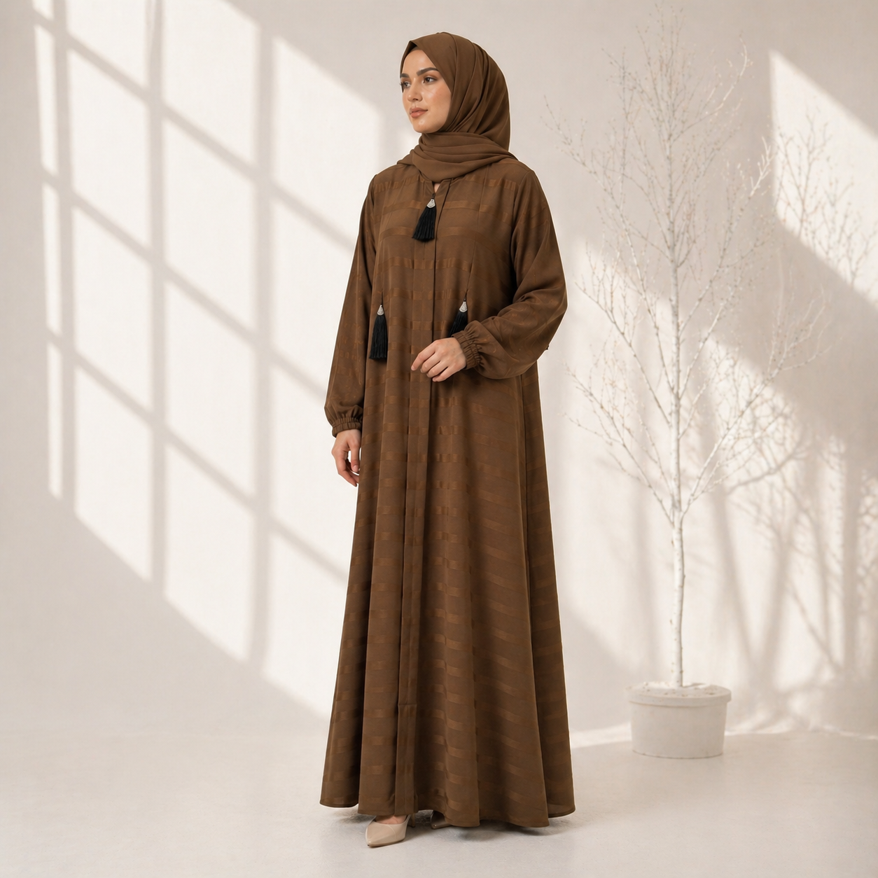 Elegant Zoom Tussle Abaya