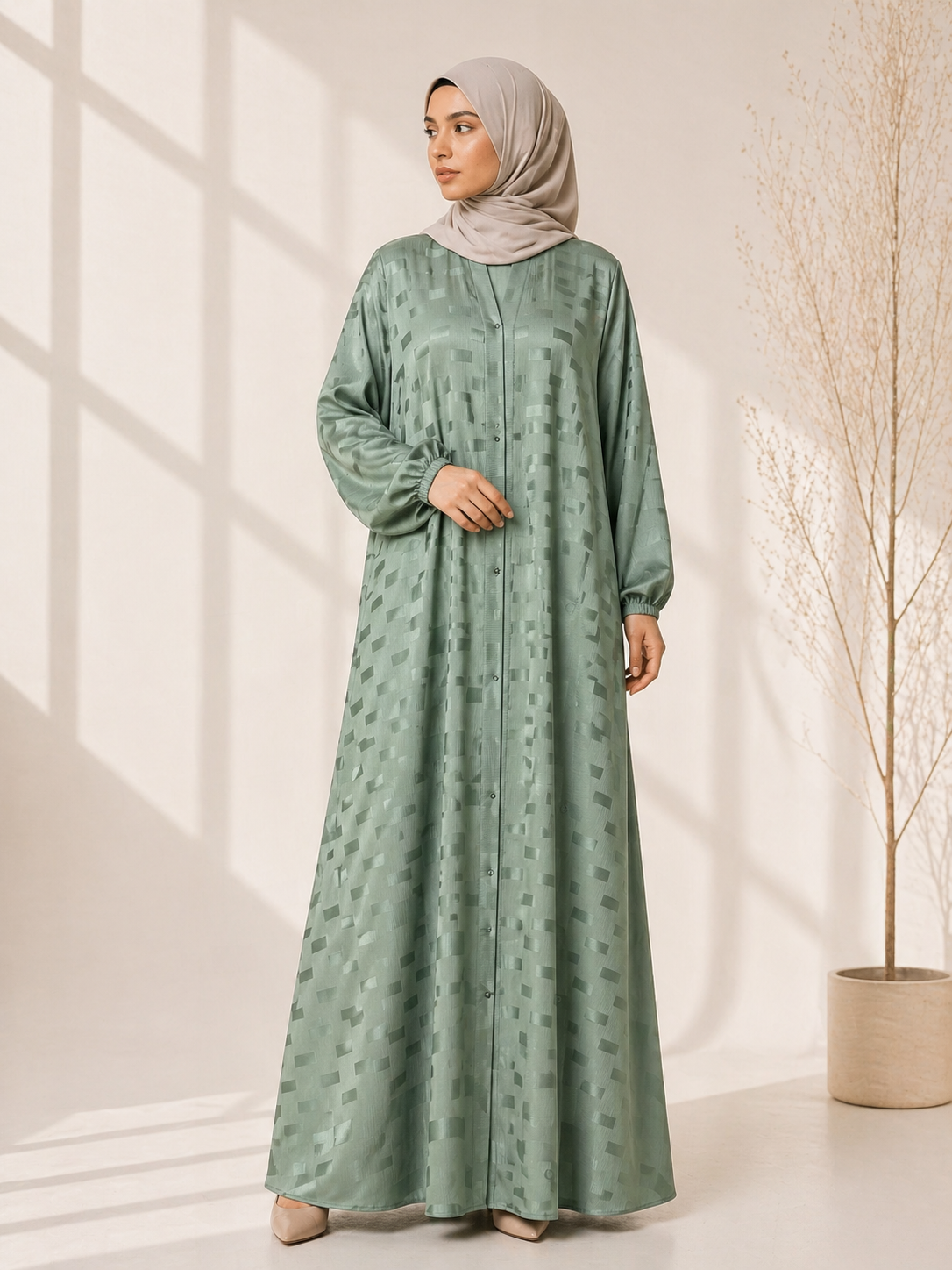 Elegant Zoom Front Open Abaya