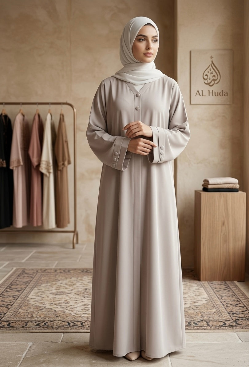Elegent nida 3 botton frount closed abaya