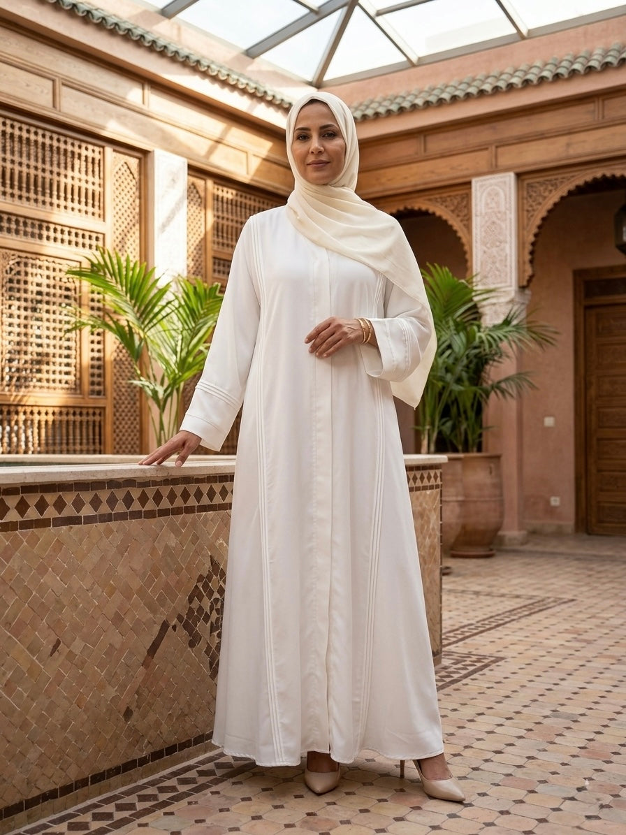Elegent white pantex abaya