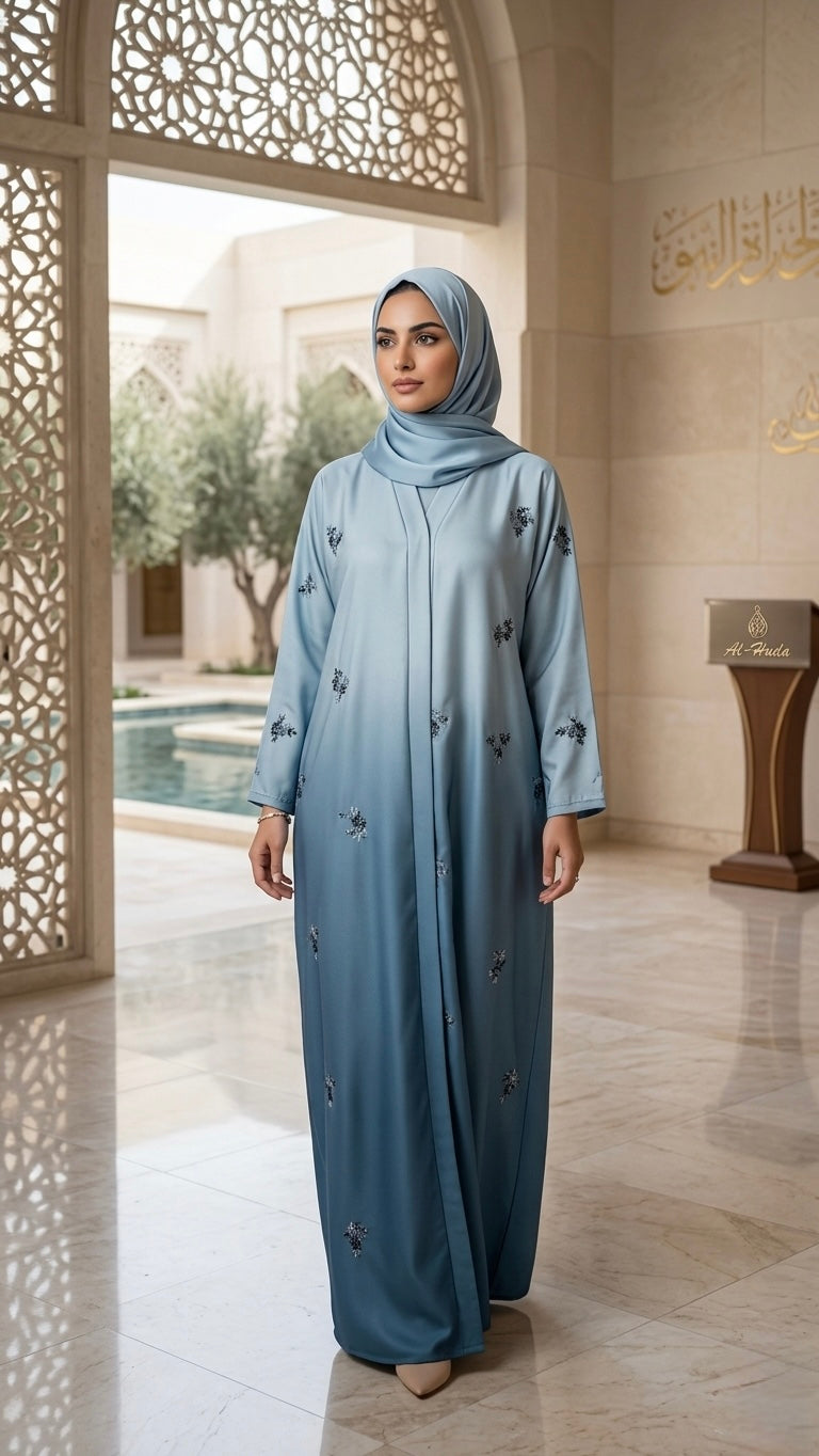 Two-Tone embroidered abaya