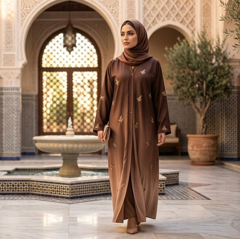 Two-Tone embroidered abaya