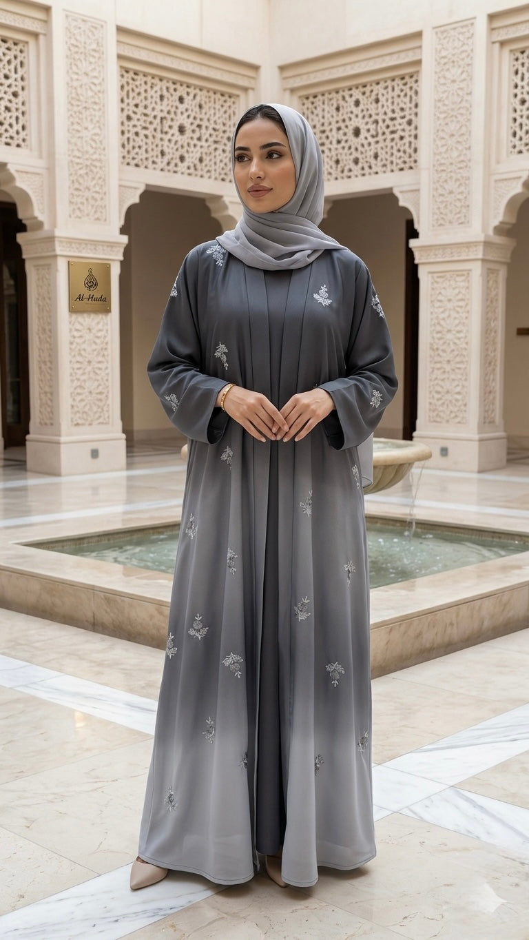 Two-Tone embroidered abaya