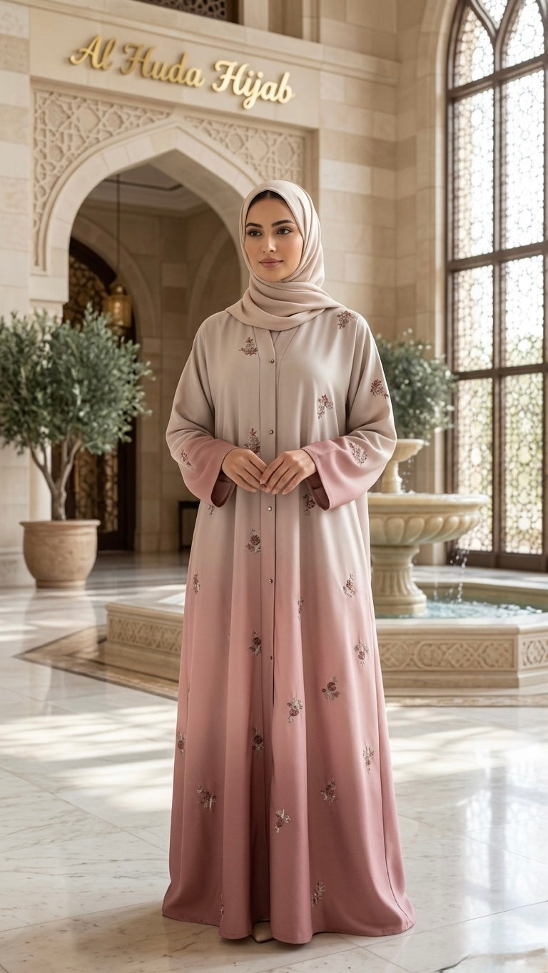 Two-Tone embroidered abaya