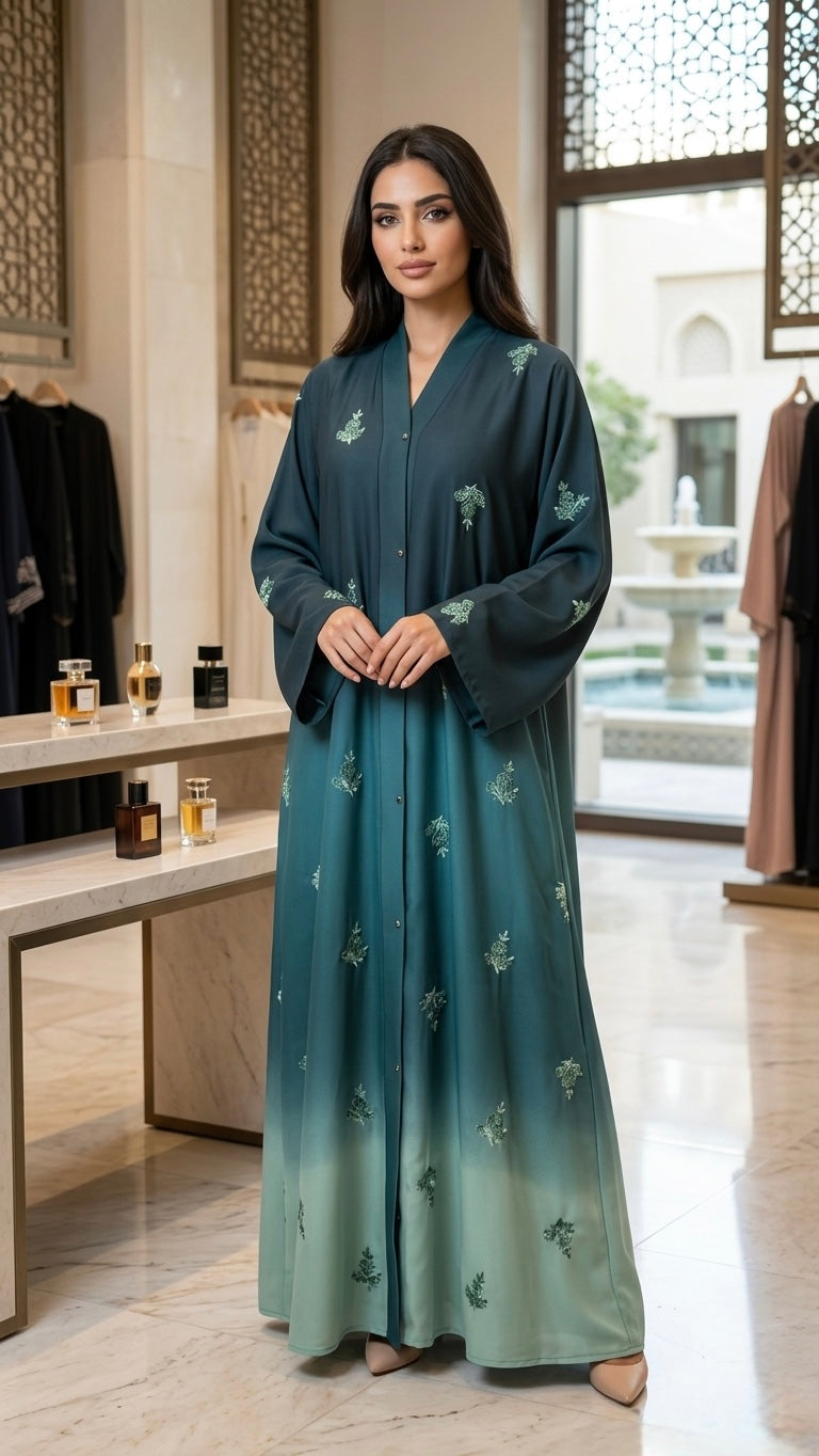 Two-Tone embroidered abaya