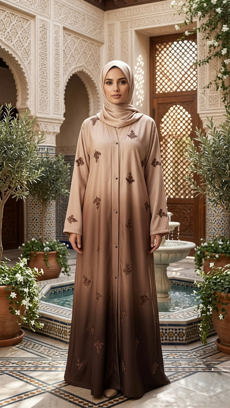 Two-Tone embroidered abaya