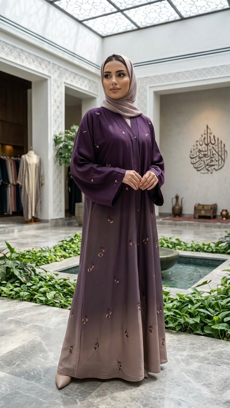 Two-Tone embroidered abaya
