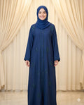 Navy Leaf Embroidered Abaya