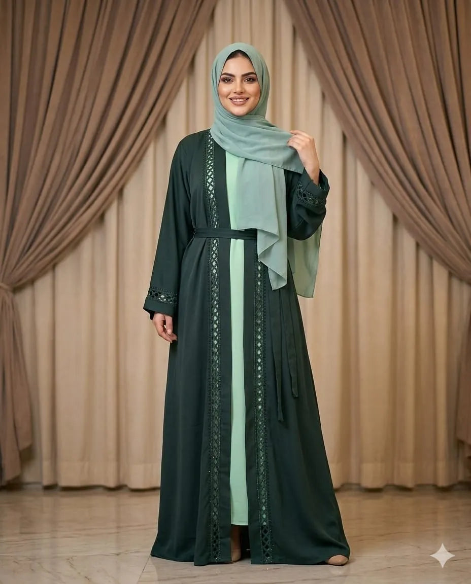 The Emerald Mint Double Abaya
